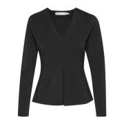 Zwarte longsleeve V-hals top InWear , Black , Dames