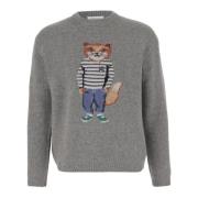 Grijze Sweater voor Stijlvolle Look Maison Kitsuné , Gray , Heren