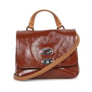 Verstelbare leren tas met metalen details Zanellato , Brown , Dames