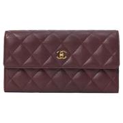 Pre-owned Leather wallets Chanel Vintage , Red , Dames