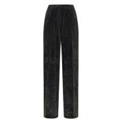 Wijde fluwelen broek in Kyoto-stijl Momoni , Black , Dames