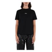 Logo Print Regular Fit T-Shirt Msgm , Black , Dames