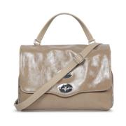 Taupe Leren Crossbody Tas Zanellato , Beige , Dames