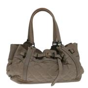 Pre-owned Leather handbags Burberry Vintage , Beige , Dames