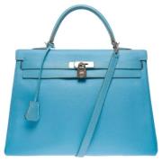 Pre-owned Leather handbags Hermès Vintage , Blue , Dames