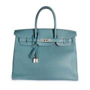 Pre-owned Leather handbags Hermès Vintage , Blue , Dames