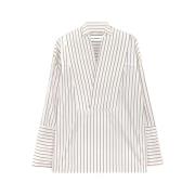 Gestreepte Oversized Shirt met Plastron Margaux Lonnberg , Beige , Dam...