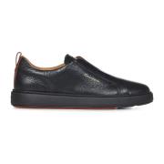 Zwarte Sneakers Luxe Comfort Stijl Santoni , Black , Heren