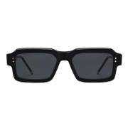 Rechthoekige zwarte zonnebril met grijze lens Thom Browne , Black , He...