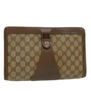 Pre-owned Canvas clutches Gucci Vintage , Beige , Dames