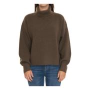 Turtleneck Wollen Pullover met Drop Shoulder Boss , Brown , Dames