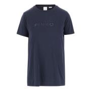 Navy T-shirt met geborduurd logo Pinko , Blue , Dames