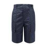 Katoenen Bermuda Shorts met FF Detail Fendi , Blue , Heren