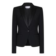 Zwarte Wol Tuxedo Jas Elegante Stijl Alexander McQueen , Black , Dames