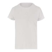 Katoenen Crew Neck T-shirt Geborduurd Logo Pinko , White , Dames