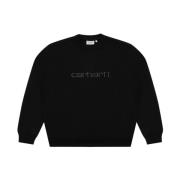 Logo Sweatshirts met Geribbelde Manchetten en Zoom Carhartt Wip , Blac...