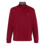 Katoenen halve rits gebreid Ralph Lauren , Red , Heren