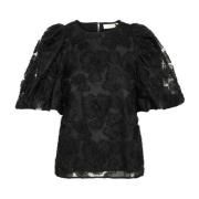 Zwarte Bloemen Geborduurde Top InWear , Black , Dames