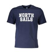 Blauw Katoenen T-shirt met Print Logo North Sails , Blue , Heren