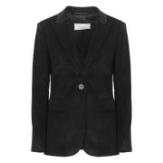 Zwarte Viscose Blazer Peak Revers Jas Peserico , Black , Dames