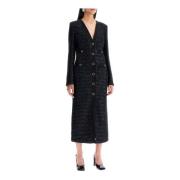 Paillet Tweed Midi Jurk Alessandra Rich , Black , Dames