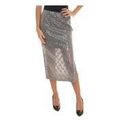 Paillet Zij Split Midi Rok Liu Jo , Gray , Dames