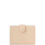 Pre-owned Leather wallets Chanel Vintage , Beige , Dames