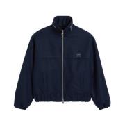 Navy Blauwe Wollen Jas met Logo Ami Paris , Blue , Heren