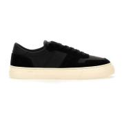 Zwarte Leren Heren Sneakers D.a.t.e. , Black , Heren