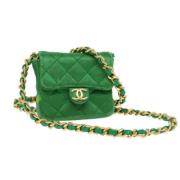 Pre-owned Satin chanel-bags Chanel Vintage , Green , Dames