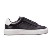 Zwarte leren lage sneakers Calvin Klein , Black , Dames