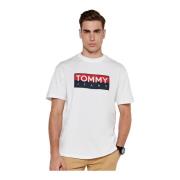 Organisch Katoen Logo T-shirt Tommy Jeans , White , Heren