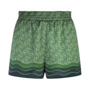 Groene Zijden Shorts met Memphis Wave Zoom Casablanca , Green , Dames