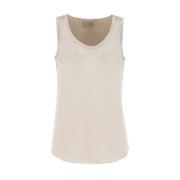 Zijden Satijnen Sportieve Top Brunello Cucinelli , Beige , Dames