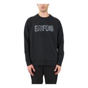 Katoenen sweatshirt met bedrukt logo Mauro Grifoni , Black , Heren