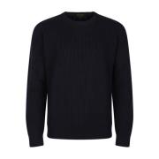 Navy Blue Crew Neck Sweater Gran Sasso , Black , Heren