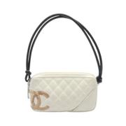 Pre-owned Leather shoulder-bags Chanel Vintage , White , Dames