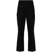 Zwarte Wol Straight-Leg Broek Semicouture , Black , Dames