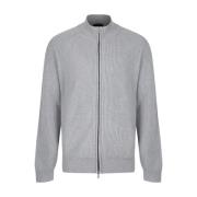 Lichtgrijze Cardigan Met Volledige Rits Gran Sasso , Gray , Heren