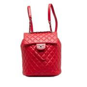 Pre-owned Leather backpacks Chanel Vintage , Red , Dames