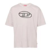 Beige Katoenen T-shirt met Oval D Logo Diesel , Beige , Heren