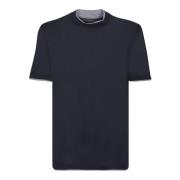 Luxe T-shirt van Zijdeblend met Chroom Inzetstukken Brunello Cucinelli...