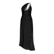 Satijnen jurk met kanten afwerking Coperni , Black , Dames