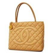 Pre-owned Leather chanel-bags Chanel Vintage , Beige , Dames