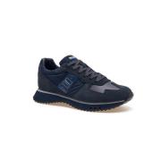 Tokyo Leren en Stoffen Sneakers Marineblauw Blauer , Blue , Heren