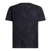 Blauw Bloemen Paisley Print T-Shirt Etro , Blue , Heren