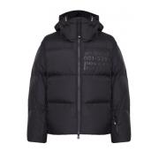 Zwarte korte gewatteerde jas met capuchon Moncler , Black , Heren