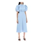 Satijnen Ballonmouw Midi Jurk Rotate Birger Christensen , Blue , Dames