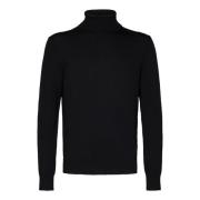 Zwarte Gebreide Coltrui Sweater Aw24 Emporio Armani , Black , Heren