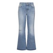 Blauwe Flared Jeans met Leeuwenknoop Balmain , Blue , Dames